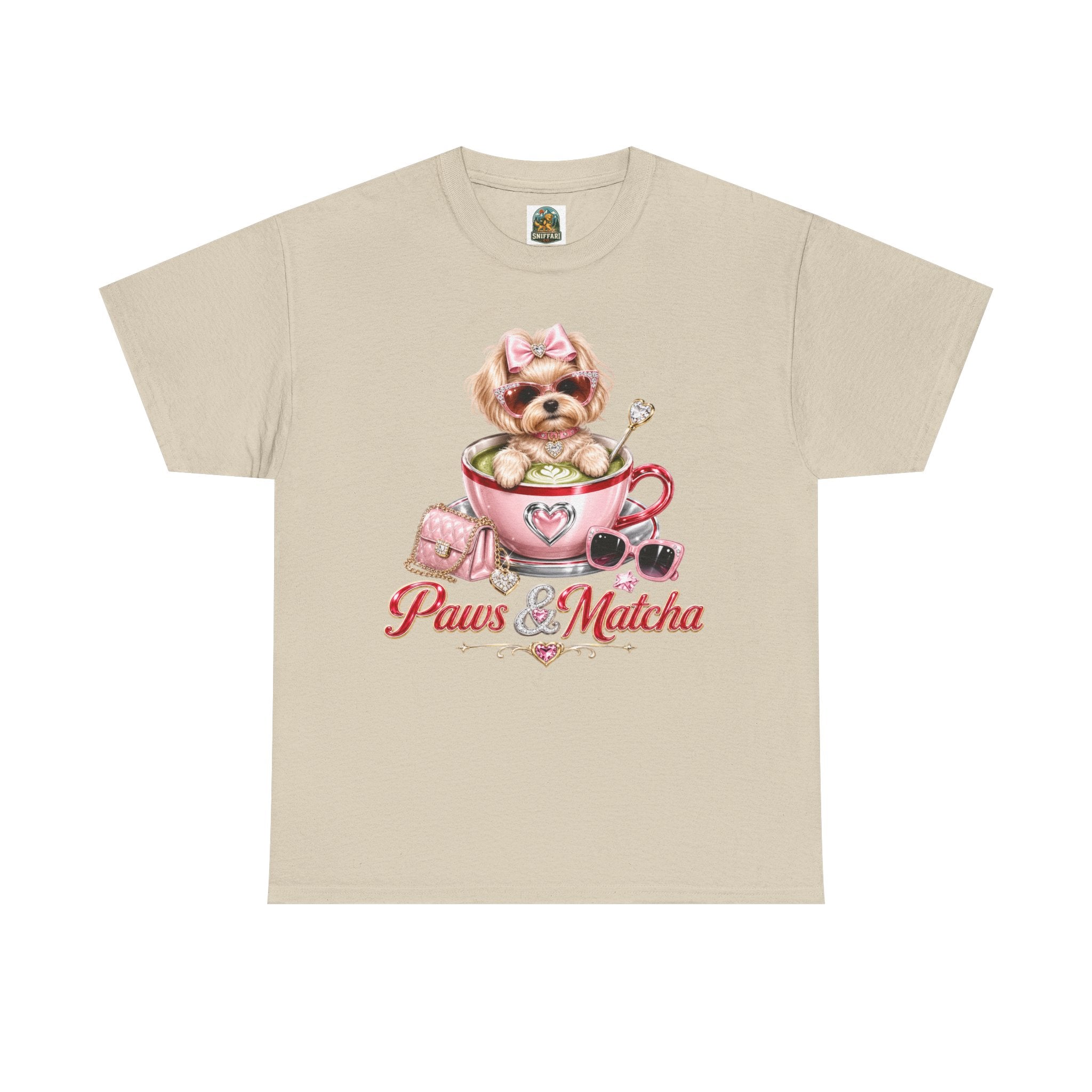 Paws & Matcha — Cute Puppy in Cup Graphic T-Shirt