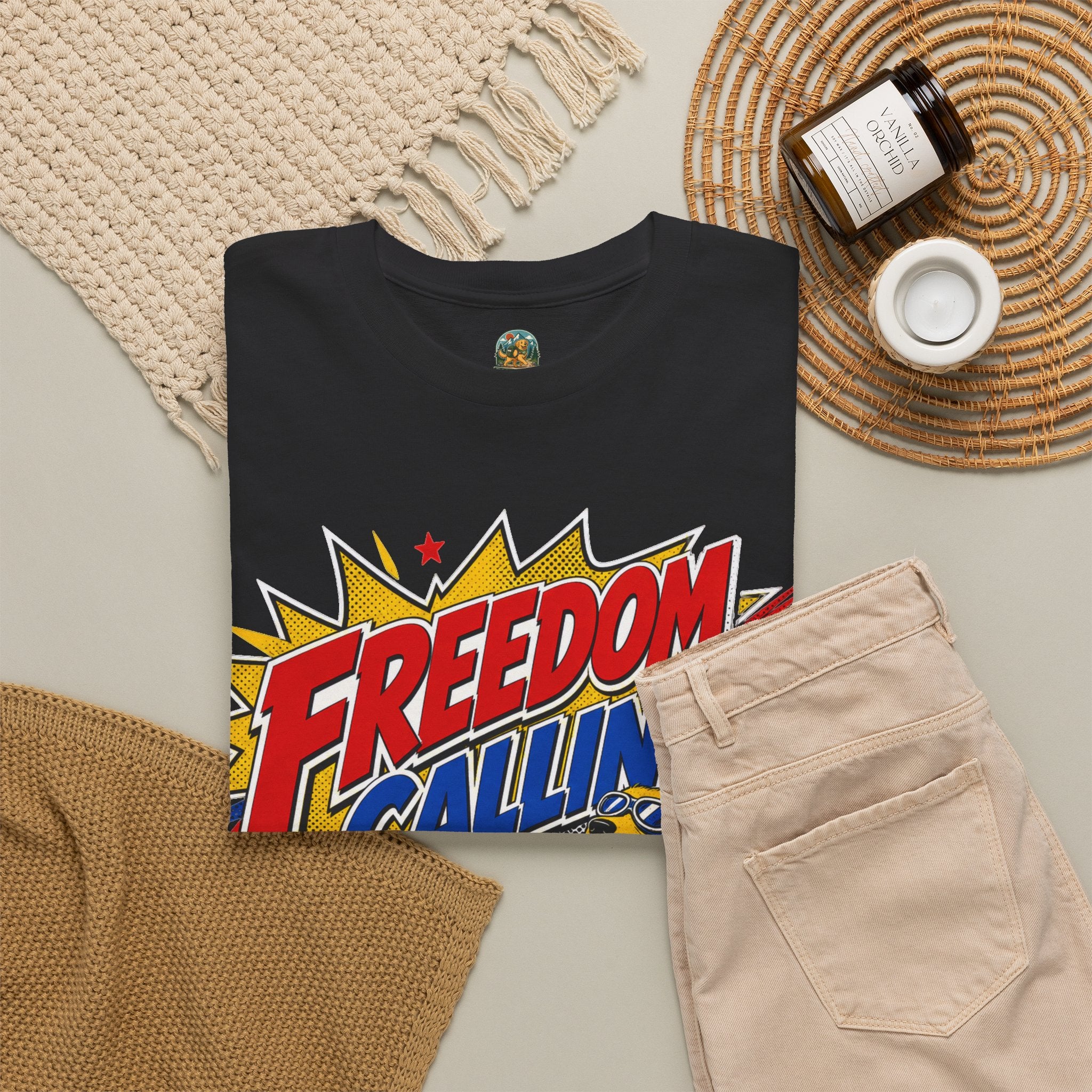Freedom Calling Retro Cartoon Corvette Patriotic Tee