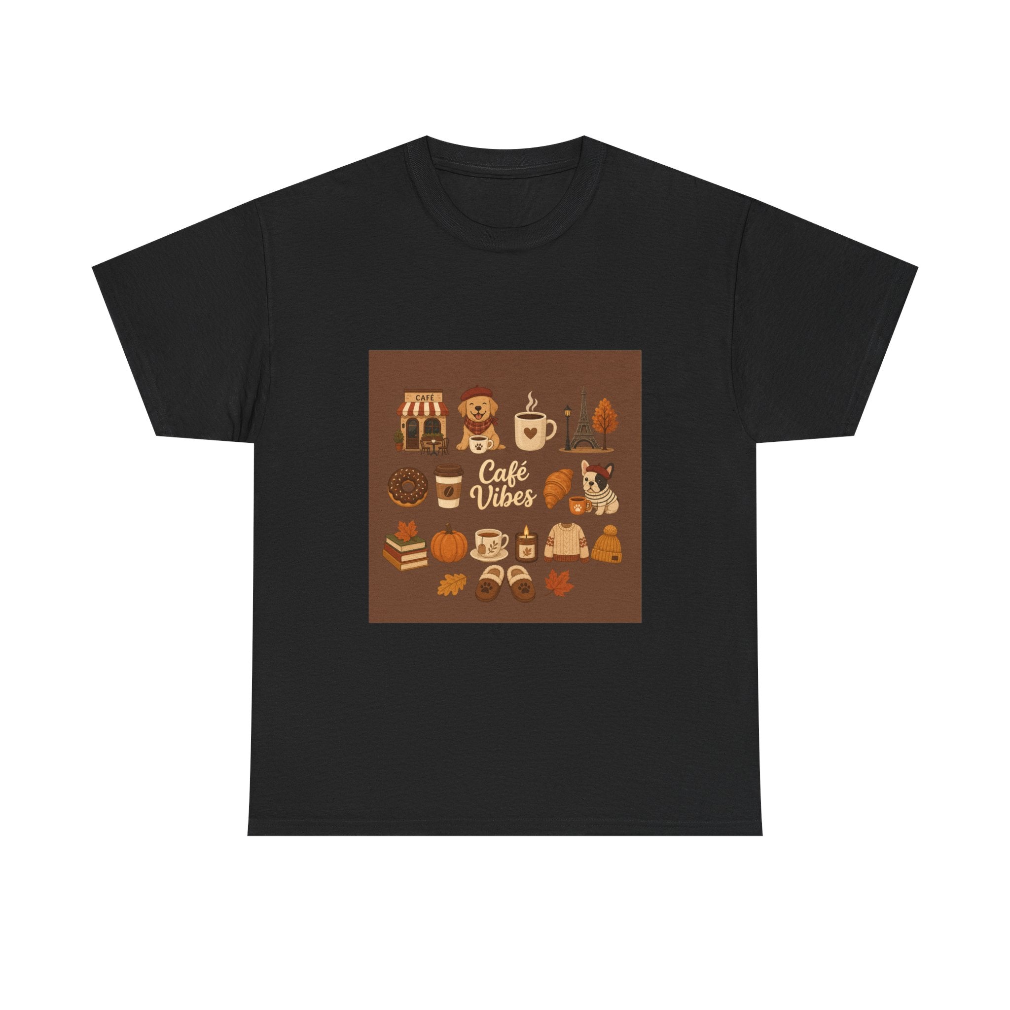 Cafe Vibes Tee — Cozy Coffee and Dogs Graphic T‑Shirt