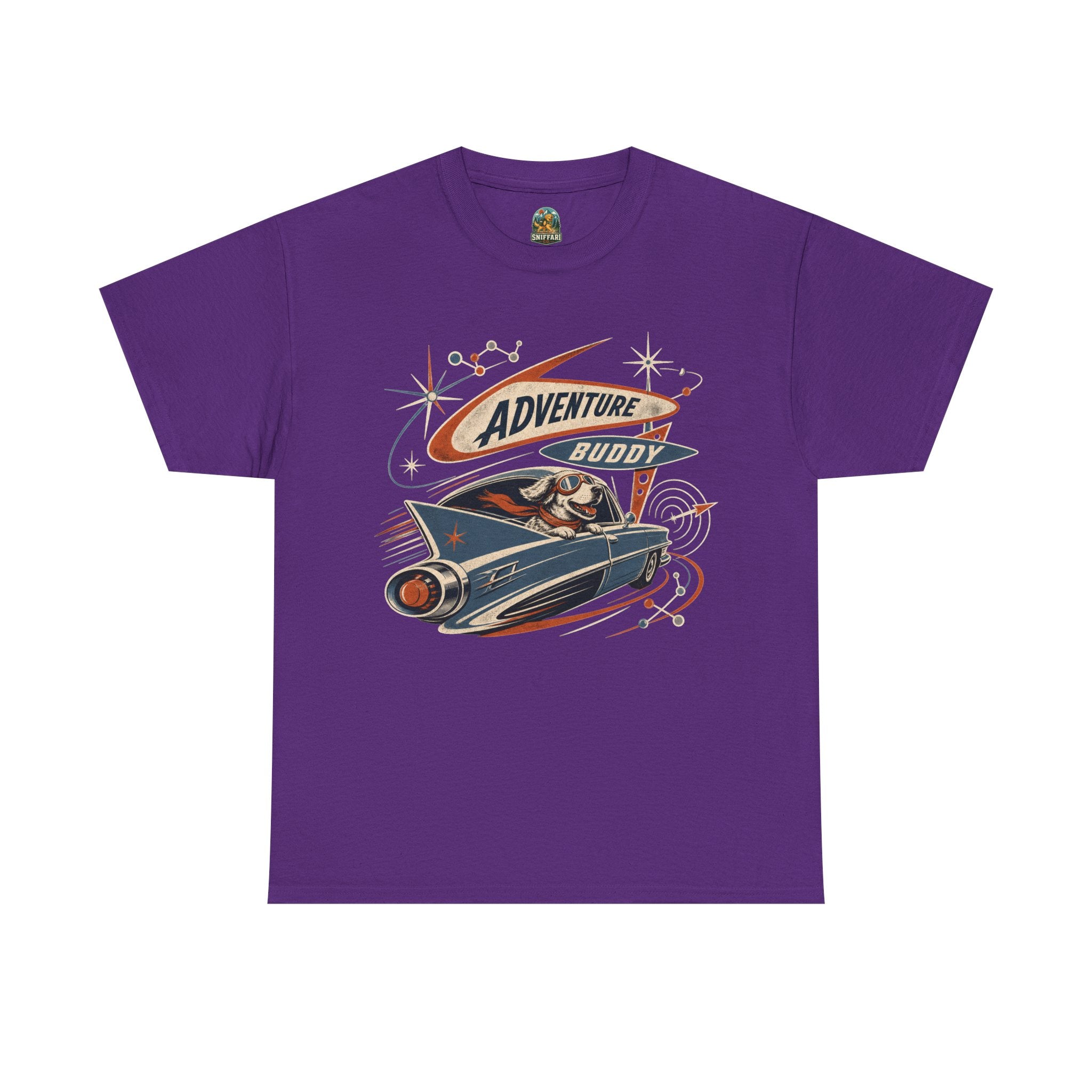 Adventure Buddy Dog Rocket Tee — Vintage Space Explorer T‑Shirt