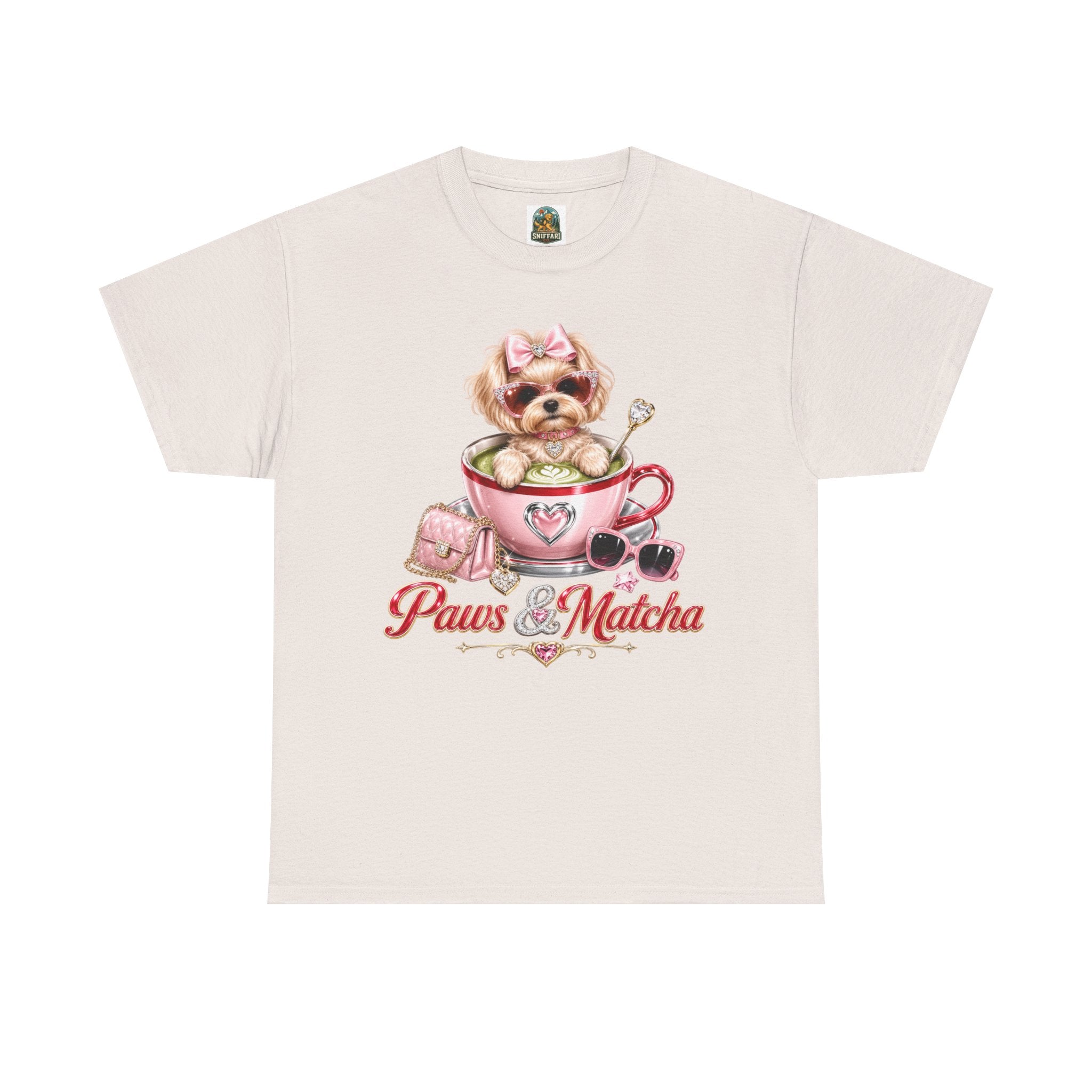 Paws & Matcha — Cute Puppy in Cup Graphic T-Shirt