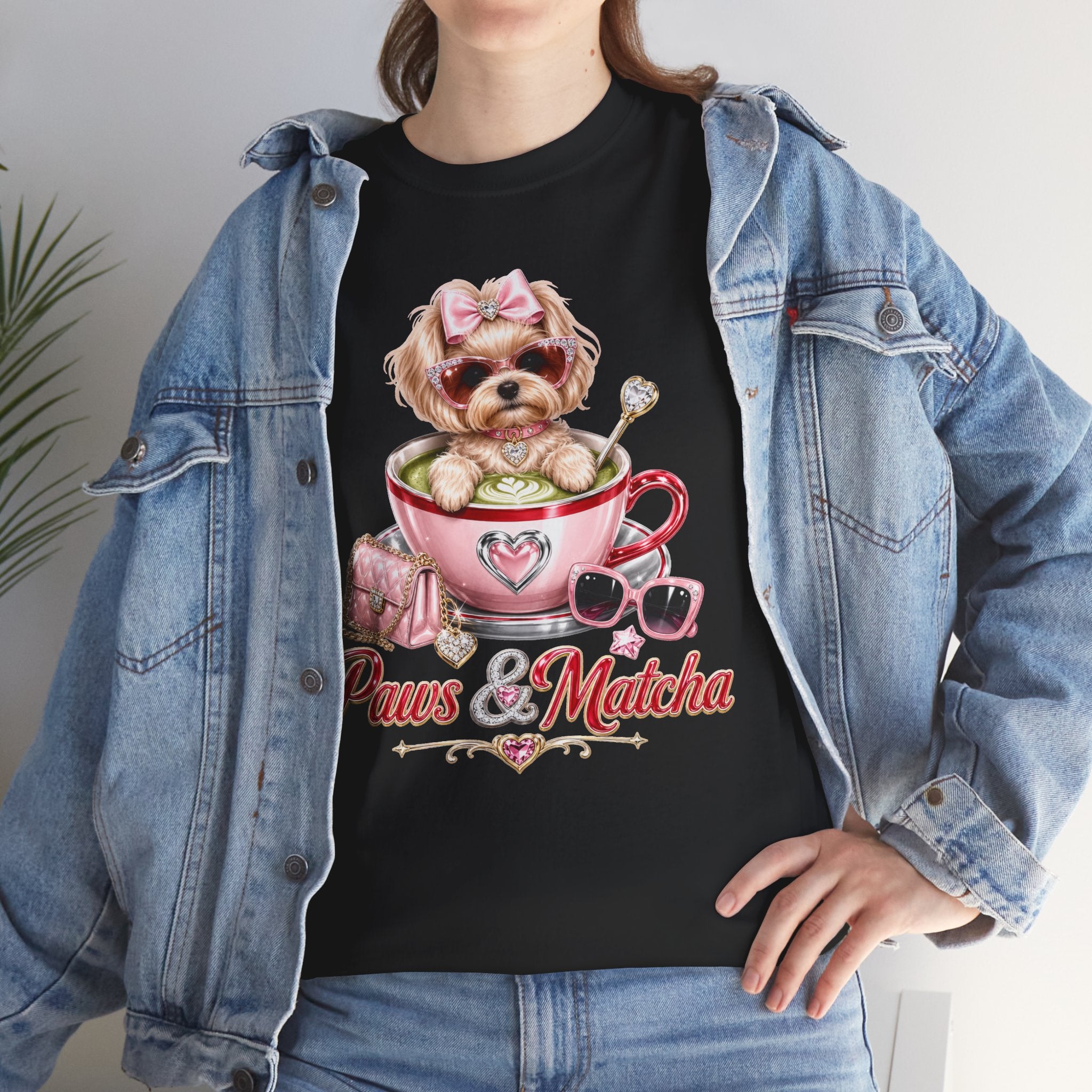 Paws & Matcha — Cute Puppy in Cup Graphic T-Shirt