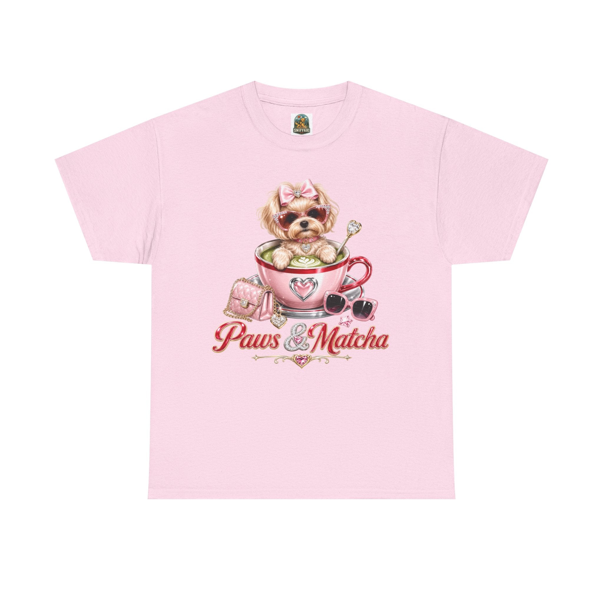 Paws & Matcha — Cute Puppy in Cup Graphic T-Shirt