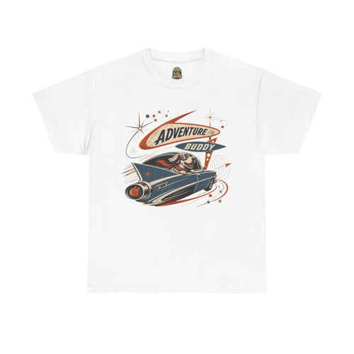 Adventure Buddy Dog Rocket Tee — Vintage Space Explorer T‑Shirt