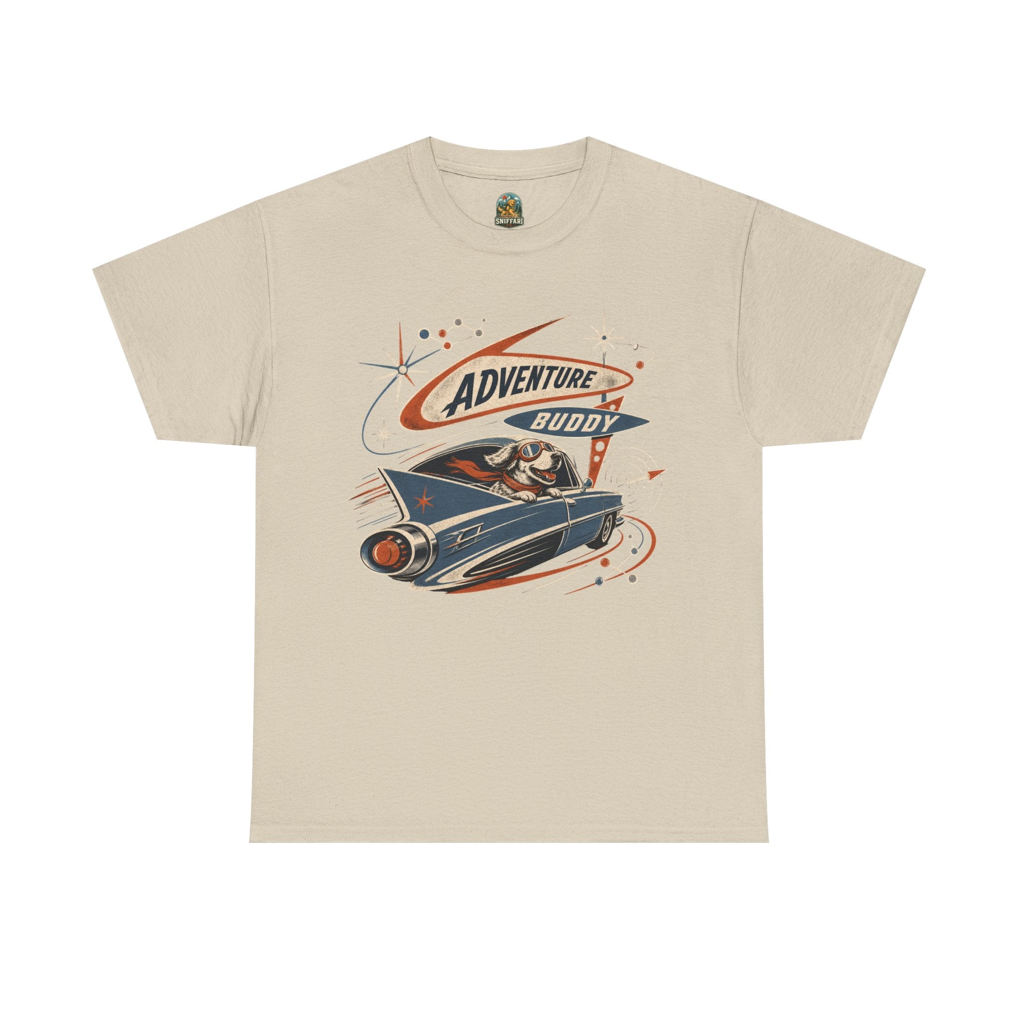Adventure Buddy Dog Rocket Tee — Vintage Space Explorer T‑Shirt