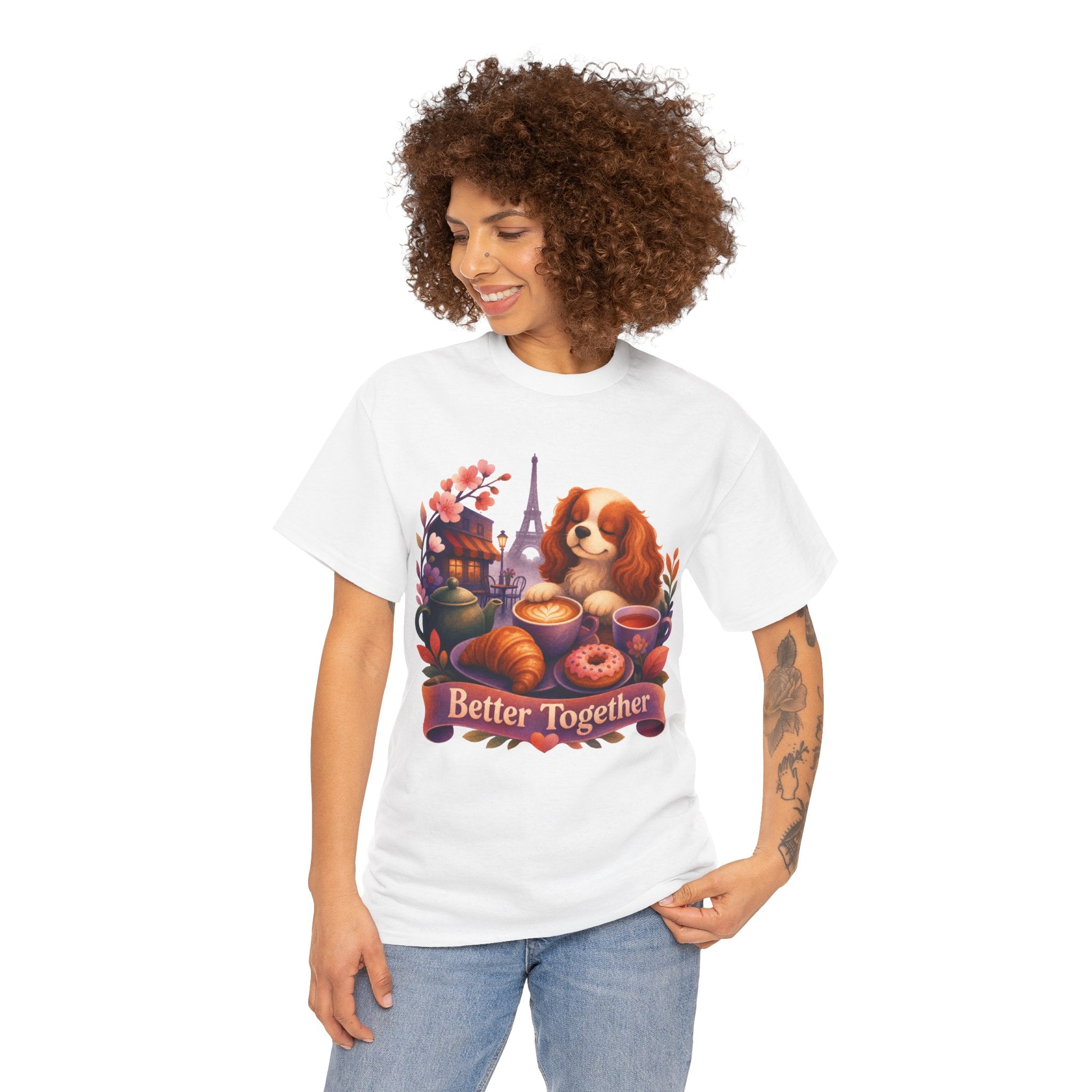 Dog & Brunch Better Together — Cute Cavalier King Charles Teatime Tee