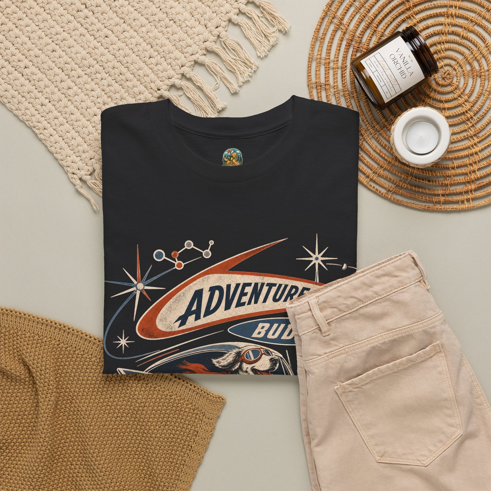 Adventure Buddy Dog Rocket Tee — Vintage Space Explorer T‑Shirt