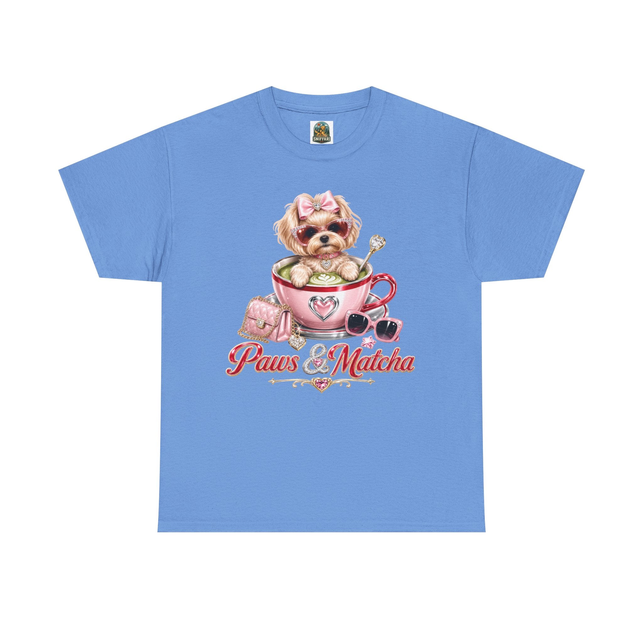 Paws & Matcha — Cute Puppy in Cup Graphic T-Shirt