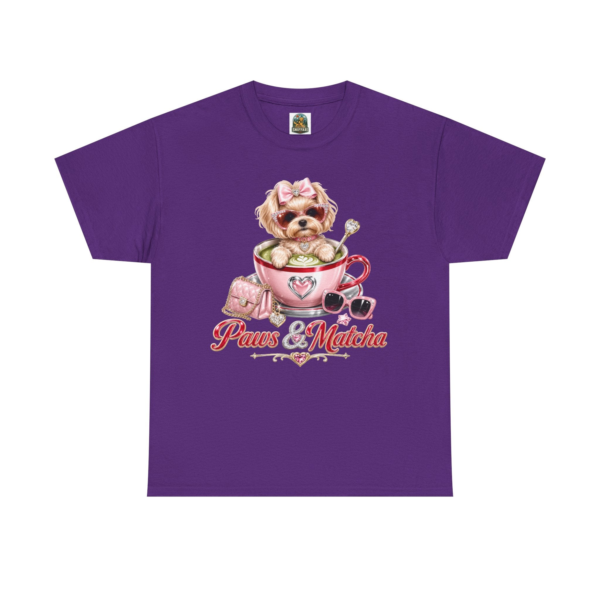 Paws & Matcha — Cute Puppy in Cup Graphic T-Shirt